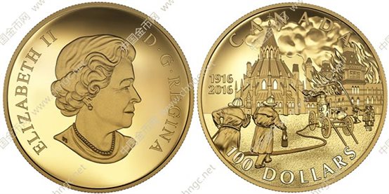 加拿大发行1916年国会大厦火灾100周年纪念金币